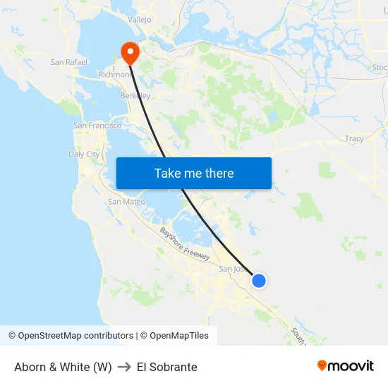 Aborn & White (W) to El Sobrante map