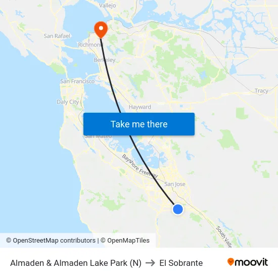 Almaden & Almaden Lake Park (N) to El Sobrante map