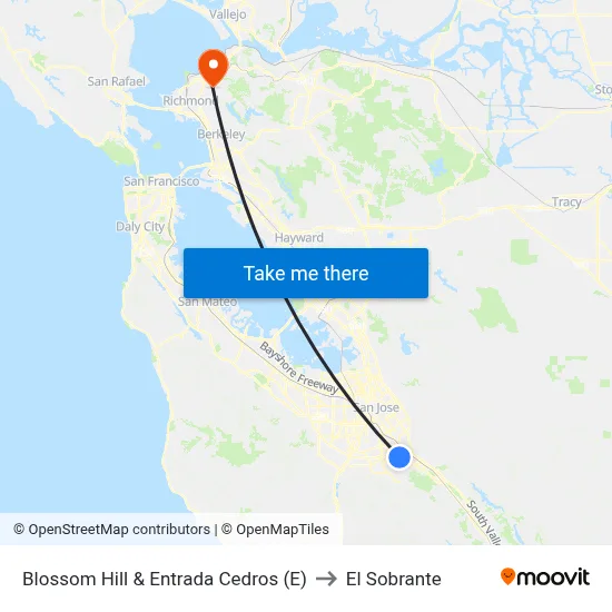 Blossom Hill & Entrada Cedros (E) to El Sobrante map