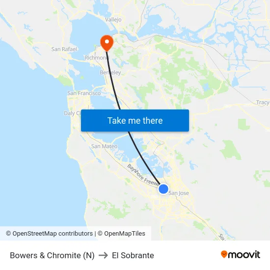 Bowers & Chromite (N) to El Sobrante map