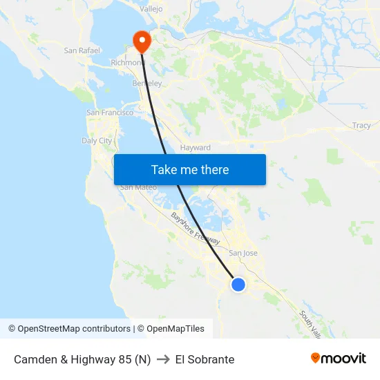 Camden & Highway 85 (N) to El Sobrante map