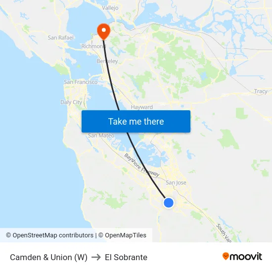 Camden & Union (W) to El Sobrante map
