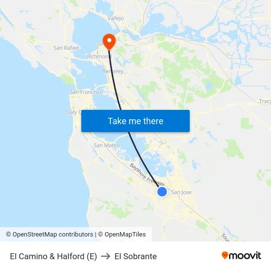 El Camino & Halford (E) to El Sobrante map