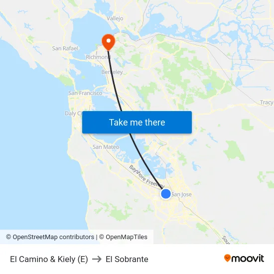 El Camino & Kiely (E) to El Sobrante map