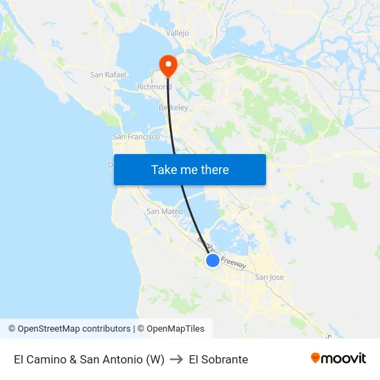 El Camino & San Antonio (W) to El Sobrante map