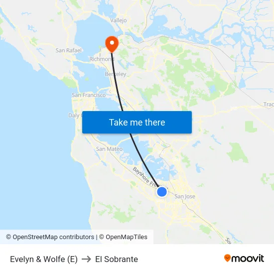 Evelyn & Wolfe (E) to El Sobrante map