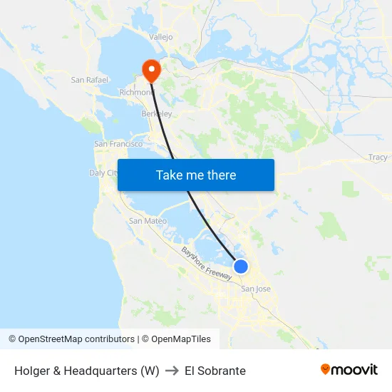 Holger & Headquarters (W) to El Sobrante map