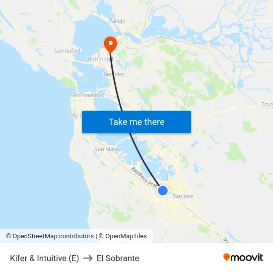 Kifer & Intuitive (E) to El Sobrante map