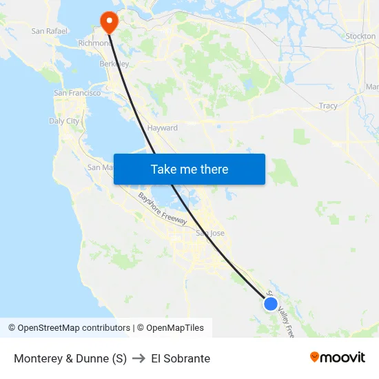 Monterey & Dunne (S) to El Sobrante map