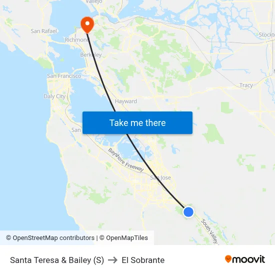 Santa Teresa & Bailey (S) to El Sobrante map