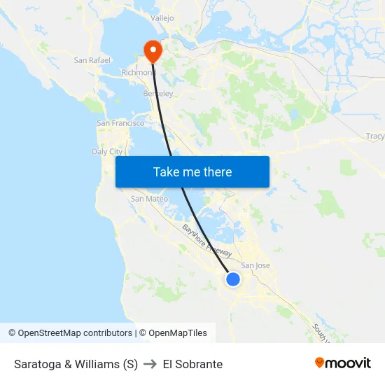 Saratoga & Williams (S) to El Sobrante map