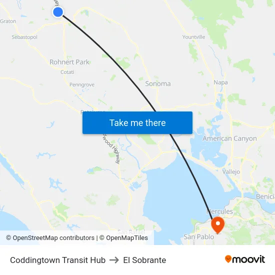 Coddingtown Transit Hub to El Sobrante map