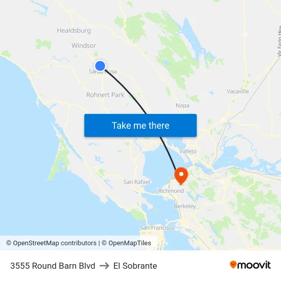 3555 Round Barn Blvd to El Sobrante map