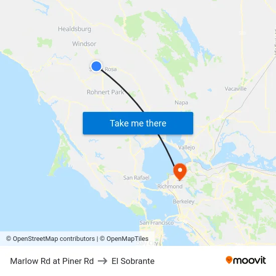 Marlow Rd at Piner Rd to El Sobrante map