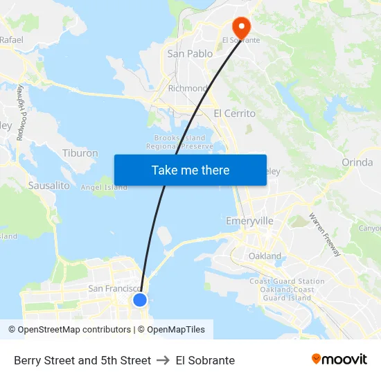 Berry Street and 5th Street to El Sobrante map