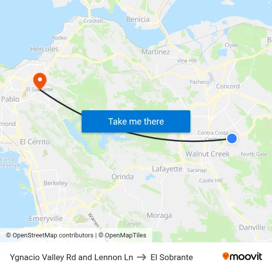 Ygnacio Valley Rd and Lennon Ln to El Sobrante map