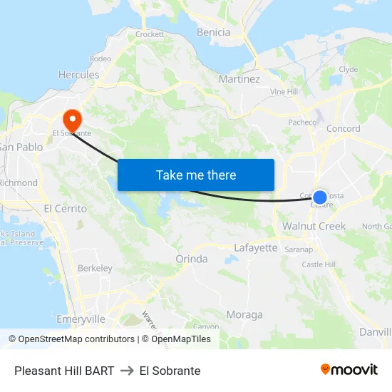 Pleasant Hill BART to El Sobrante map
