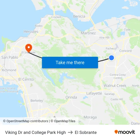 Viking Dr and College Park High to El Sobrante map