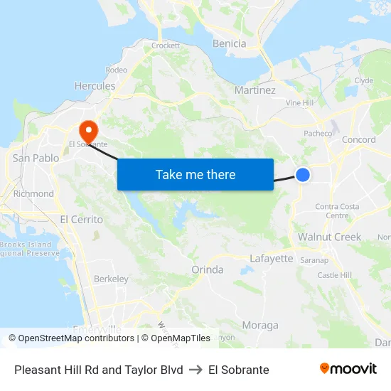Pleasant Hill Rd and Taylor Blvd to El Sobrante map