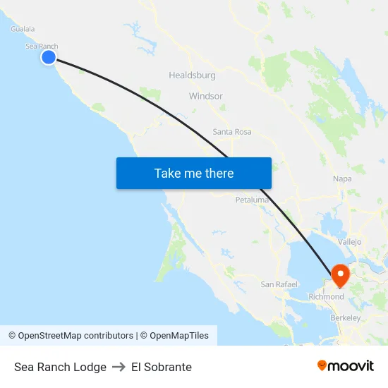 Sea Ranch Lodge to El Sobrante map