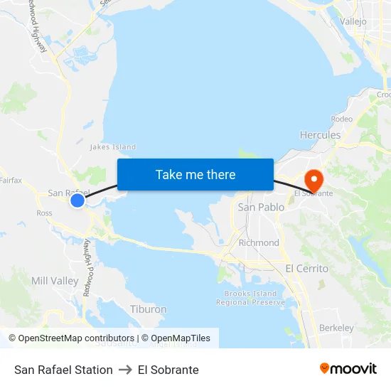 San Rafael Station to El Sobrante map