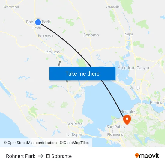 Rohnert Park to El Sobrante map