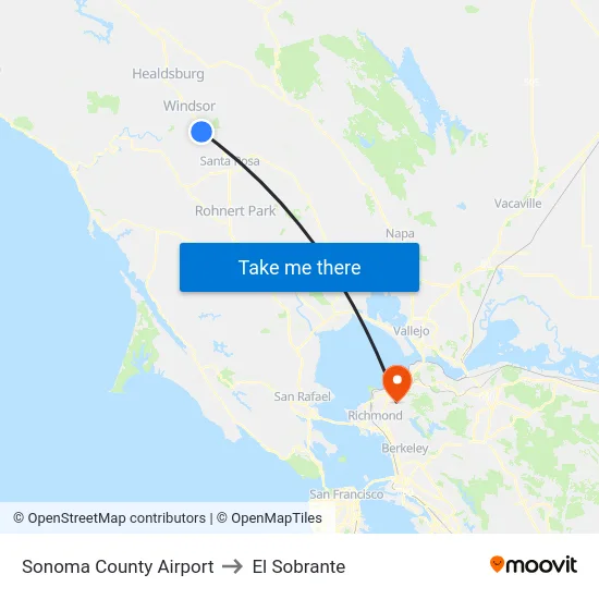 Sonoma County Airport to El Sobrante map