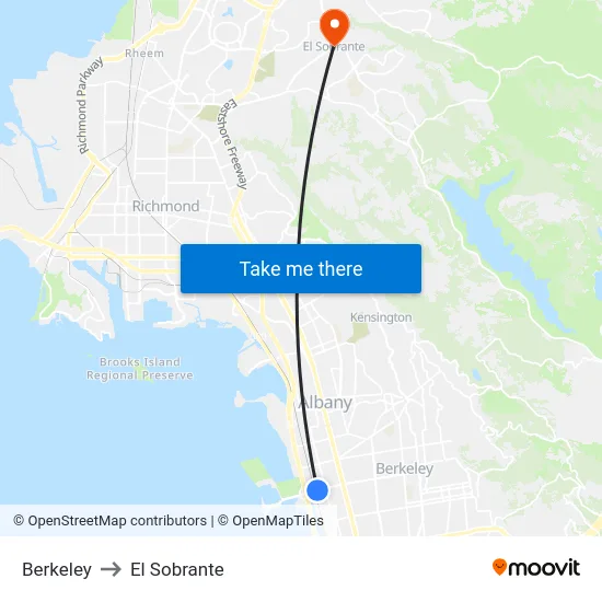 Berkeley to El Sobrante map