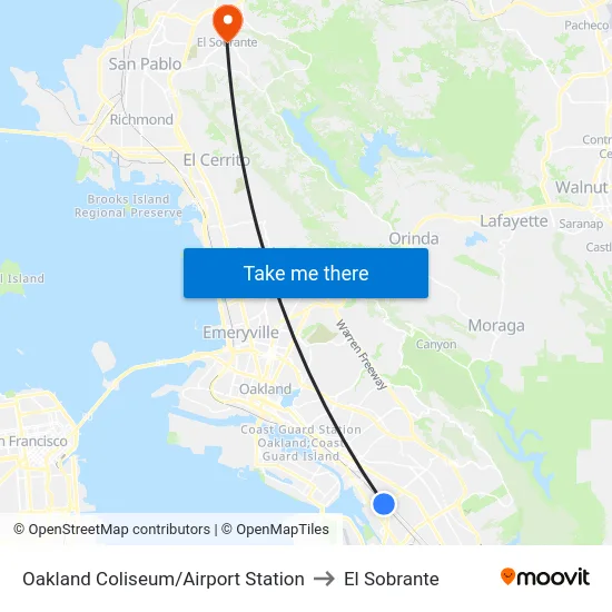 Oakland Coliseum/Airport Station to El Sobrante map