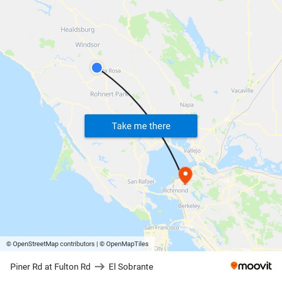 Piner Rd at Fulton Rd to El Sobrante map