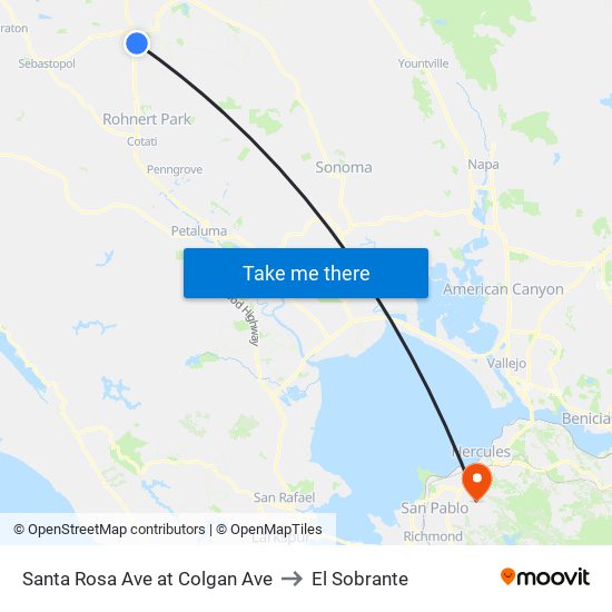 Santa Rosa Ave at Colgan Ave to El Sobrante map