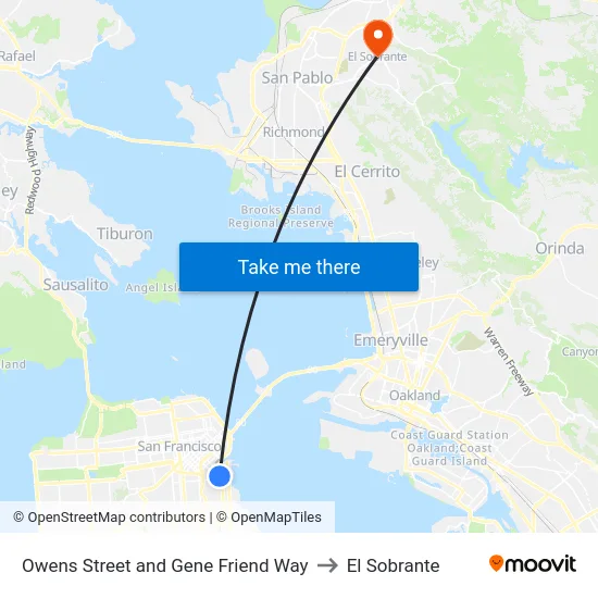 Owens Street and Gene Friend Way to El Sobrante map