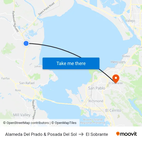 Alameda Del Prado & Posada Del Sol to El Sobrante map