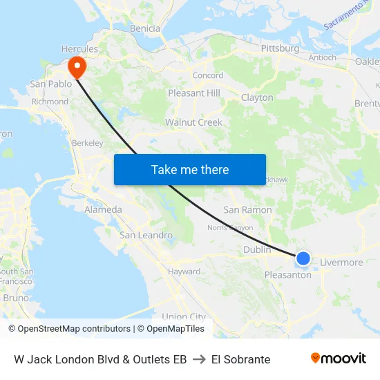 W Jack London Blvd & Outlets EB to El Sobrante map