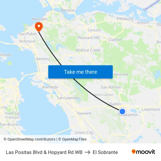 Las Positas Blvd & Hopyard Rd WB to El Sobrante map