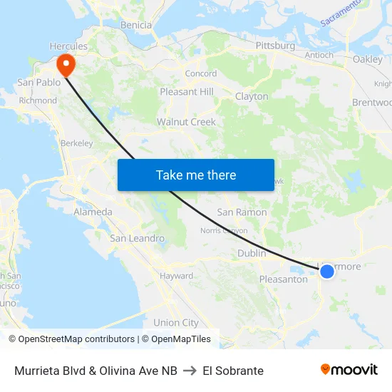 Murrieta Blvd & Olivina Ave NB to El Sobrante map