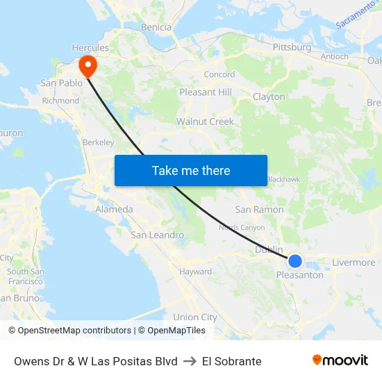 Owens Dr & W Las Positas Blvd to El Sobrante map