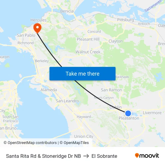 Santa Rita Rd & Stoneridge Dr NB to El Sobrante map