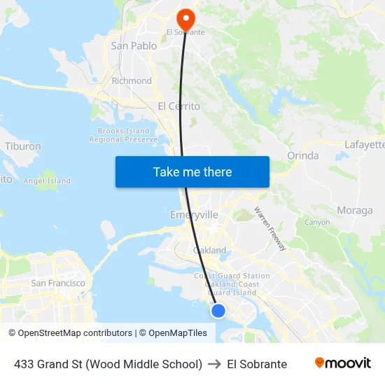 433 Grand St (Wood Middle School) to El Sobrante map