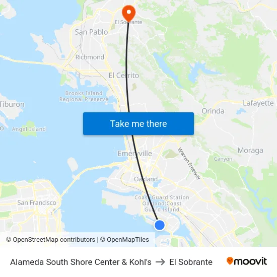 Alameda South Shore Center & Kohl's to El Sobrante map