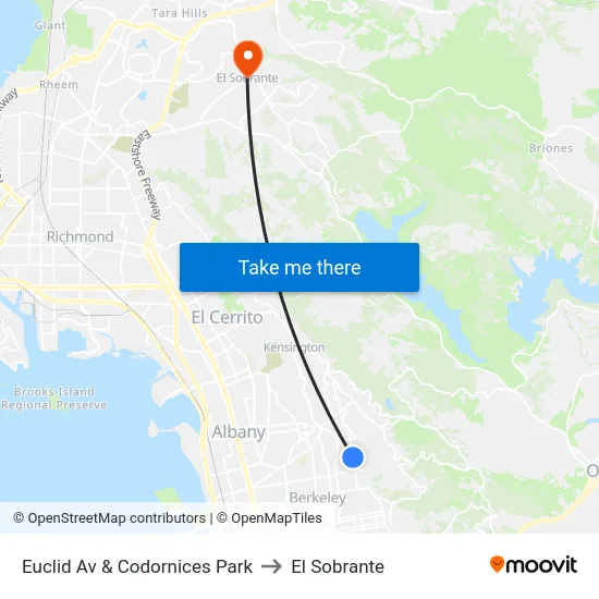 Euclid Av & Codornices Park to El Sobrante map