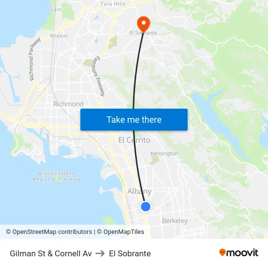Gilman St & Cornell Av to El Sobrante map