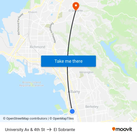 University Av & 4th St to El Sobrante map