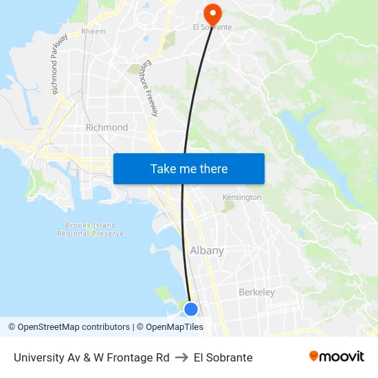 University Av & W Frontage Rd to El Sobrante map