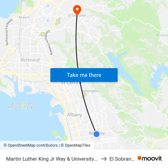Martin Luther King Jr Way & University Av to El Sobrante map