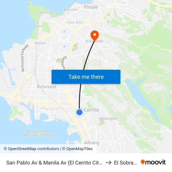 San Pablo Av & Manila Av (El Cerrito City Hall) to El Sobrante map