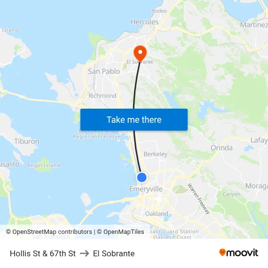 Hollis St & 67th St to El Sobrante map