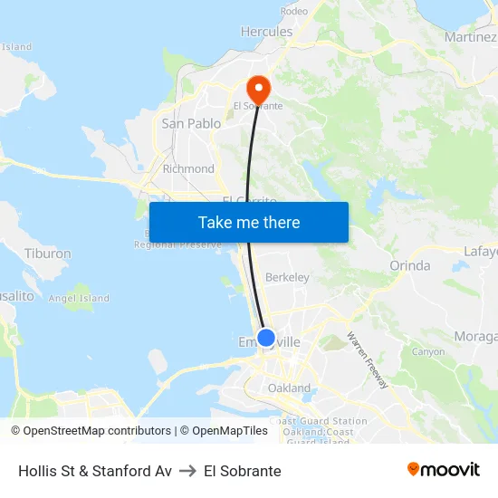 Hollis St & Stanford Av to El Sobrante map