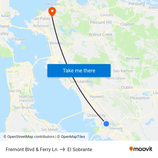Fremont Blvd & Ferry Ln to El Sobrante map