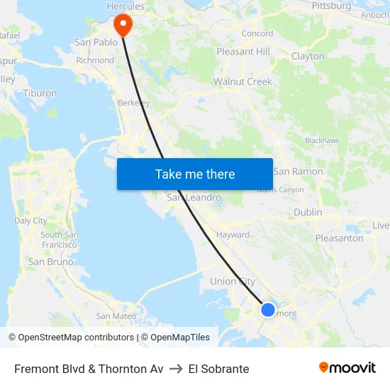 Fremont Blvd & Thornton Av to El Sobrante map